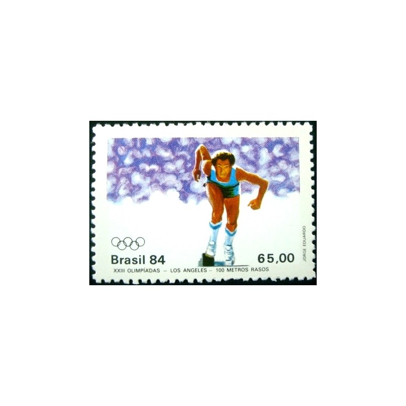 Imagem do selo postal do Brasil de 1984 100m Rasos M anunciado