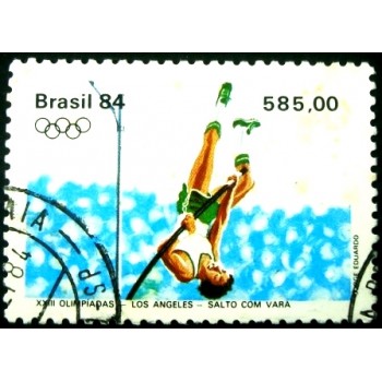 Imagem do selo postal do Brasil de 1984 Salto com vara U anunciada