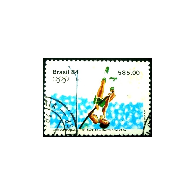 Imagem do selo postal do Brasil de 1984 Salto com vara U anunciada