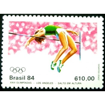 Imagem do selo postal do Brasil de 1984 Salto em Altura M anunciado