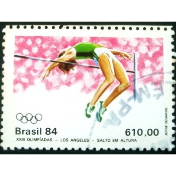 Imagem do selo postal do Brasil de 1984 Salto em altura U anunciado