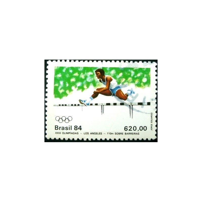 Imagem similar à do selo postal do Brasil de 1984 110m com Barreiras U anunciado