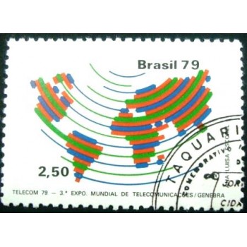 Imagem do selo postal do Brasil de 1979 TELECOM NCC anunciado