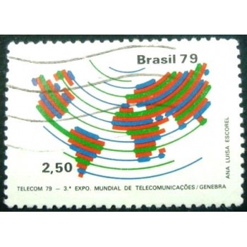 Imagem similar à do selo postal do Brasil de 1979 TELECOM U anunciado