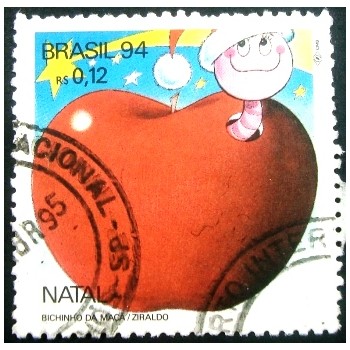 Imagem do selo postal do Brasil de 1994 Bichinho da maça U anunciado