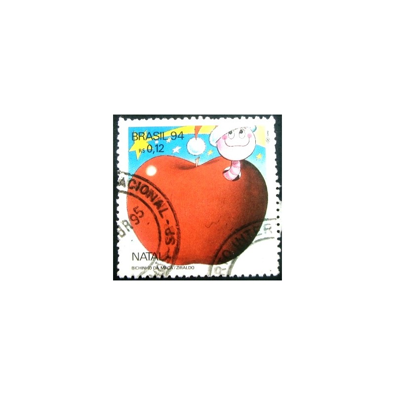 Imagem do selo postal do Brasil de 1994 Bichinho da maça U anunciado