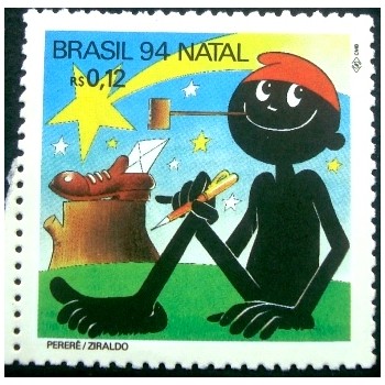 Imagem do selo postal do Brasil de 1994 Pererê M anunciado