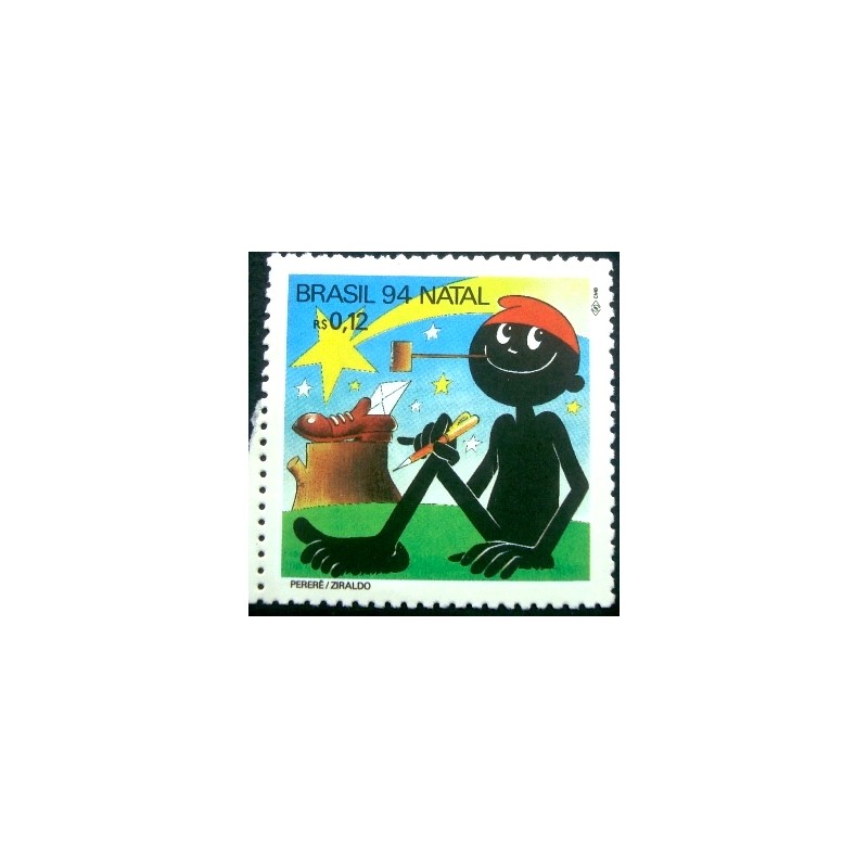 Imagem do selo postal do Brasil de 1994 Pererê M anunciado
