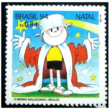 Imagem do selo postal do Brasil de 1994 Menino Maluquinho M anunciado