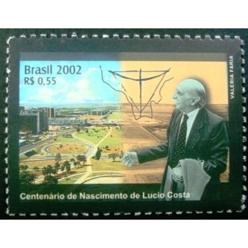 Imagem do selo postal do Brasil de 2002 Lúcio Costa M anunciado