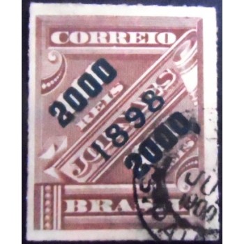 Imagem do selo postal do Brasil de 1898 Jornal sobrestampado 2000 2 anunciado