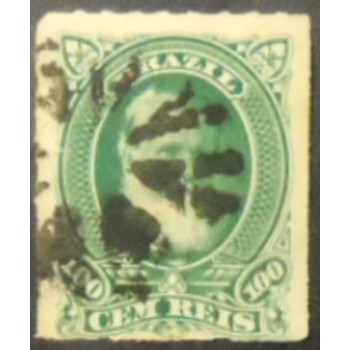 Imagem do selo postal do Brasil de 1877 Barba Branca 100 U anunciado