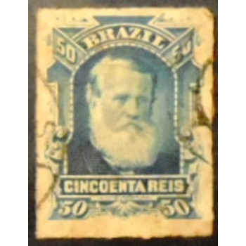 Imagem do selo postal do Brasil de 1877 Barba Branca 50 U anunciado