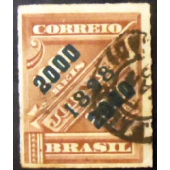 Imagem do selo postal do Brasil de 1898 Jornal sobrestampado 2000 3 anunciado