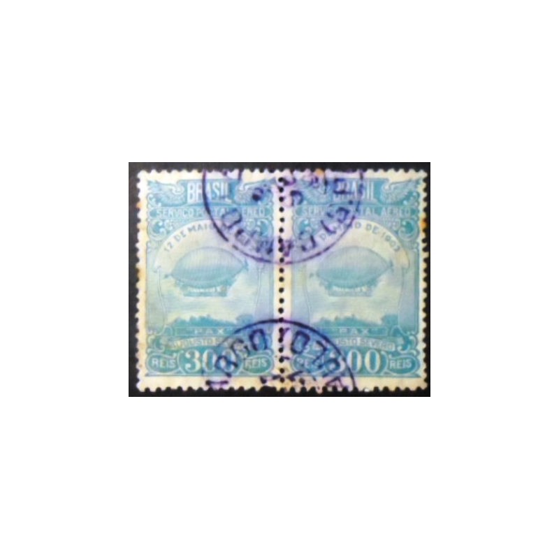 Imagem do par de selos postais do Brasil de 1929 PAX Augusto Severo anunciado