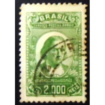 Imagem similar à do selo postal Correio Aéreo do Brasil de 1934 Bartholomeu de Gusmão U anunciado
