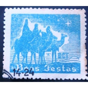 Imagem do selo Fecho de 1946 Boas Festas Azul U anunciado