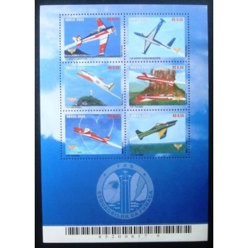 Imagem do Bloco postal do Brasil de 2002 Esquadrilha da Fumaça anunciado