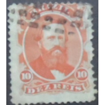 Imagem do selo postal do Brasil de 1868 D. Pedro II 10 C anunciado