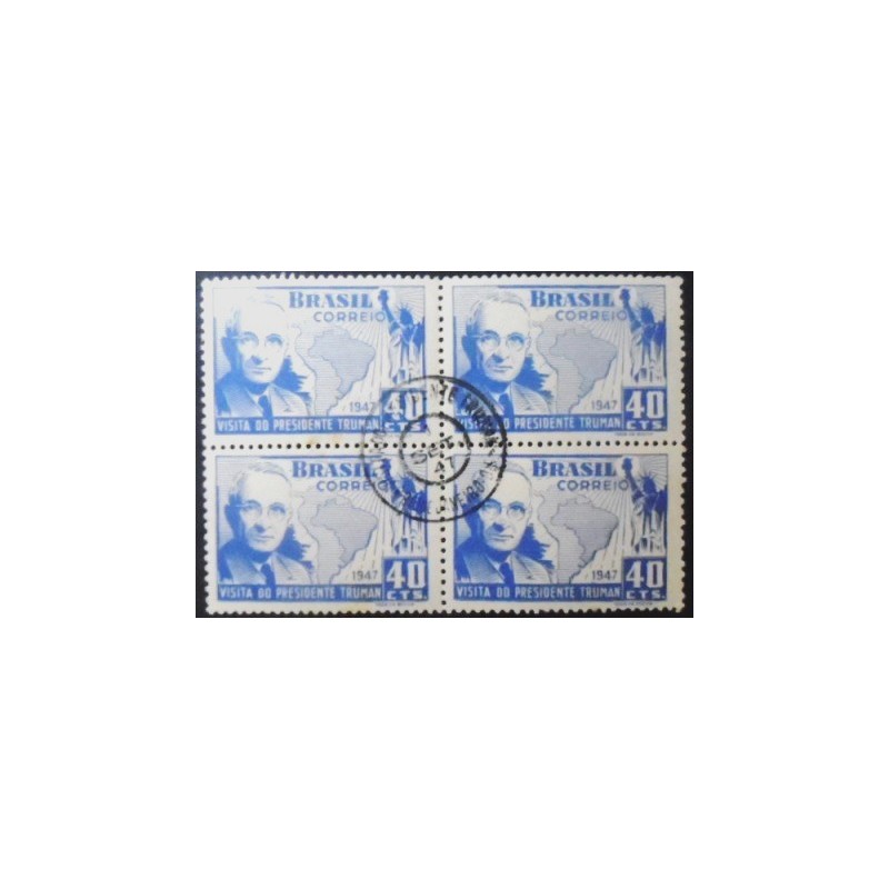 Imagem da quadra de selos postais do Brasil de 1947 Harry Truman MCC anunciada