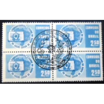 Imagem da quadra de selos postais do Brasil de 1961 Sacré-Cœur de Marie anunciada