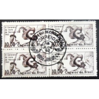 Quadra de selos postais do Brasil de 1962 Henrique Dias  M1D QD anunciada