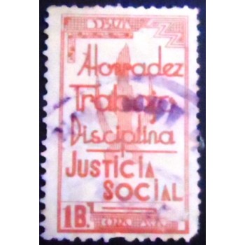 Selo postal da Bolívia de 1938 Pincers, Torch and Good Will Principles