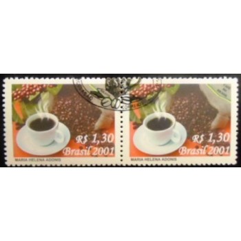 Imagem do par de selos do Brasil de 2001 Xicara e café MCc