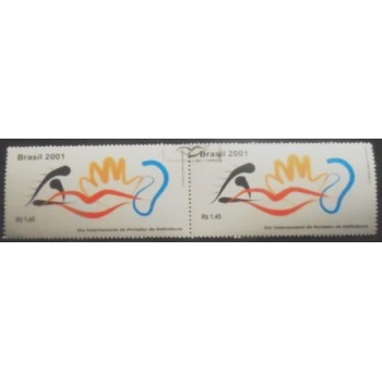 Par de selos postais do Brasil de 2001 Orgãos Estilizados MCC anunciado