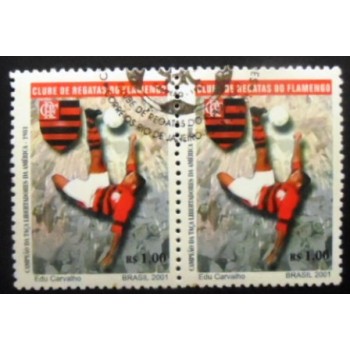 Par de selos postais do Brasil de 2001 MCC C. R. Flamengo anunciado