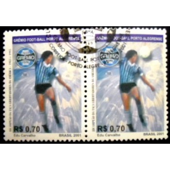 Par de selos postais do Brasil de 2001 Grêmio Football Porto Alegrense MCC anunciado