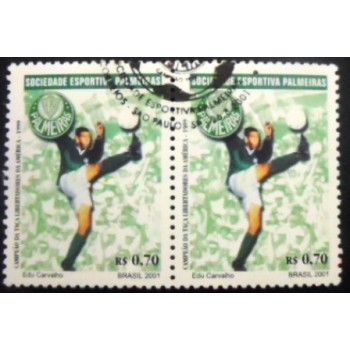 Par de selos postais do Brasil de 2001 S.E. Palmeiras MCC