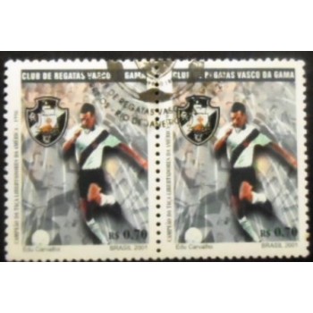 Par de selos postais do Brasil de 2001 C.R. Vasco da Gama anunciado