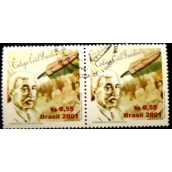 Par de selos postais do Brasil de 2001 Clóvis Beviláqua MCC Anunciada