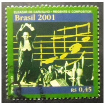 Imagem do selo postal do Brasil de 2001 Eleazar de Carvalho MCC anunciado