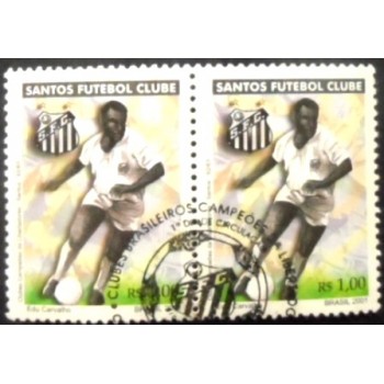 Par de selos postais do Brasil de 2001 Santos F.C.