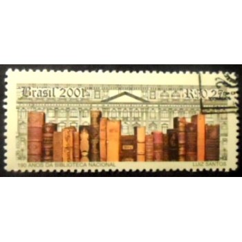 Imagem do selo postal do Brasil de 2001 Biblioteca Nacional MCC