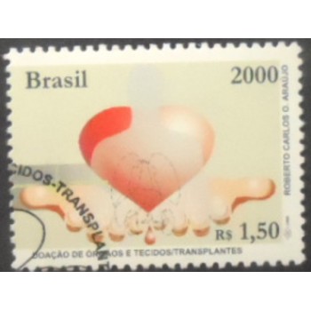 Selo postal do Brasil de 2000 Mão e Coração MCC