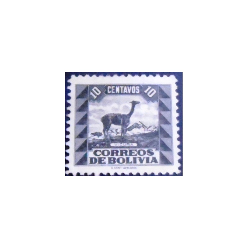 Selo postal da Bolívia de 1939 Vicuña