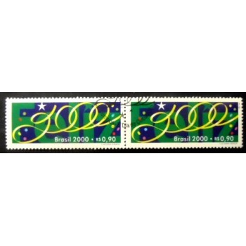 Par de selos postais do Brasil de 2000 Feliz 2000 MCC PR