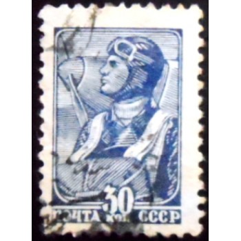 Imagem do selo postal da união Soviética de 1939 Aviator 30 U anunciado