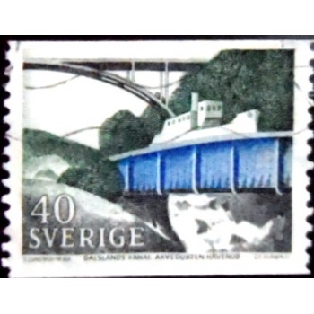Imagem do selo postal da Suécia de 1968 Dalsland Canal anunciado