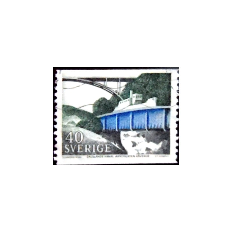 Imagem do selo postal da Suécia de 1968 Dalsland Canal anunciado