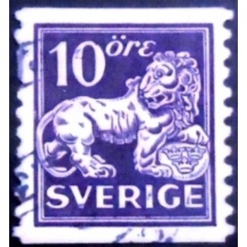 Imagem similar à do selo postal da Suécia de 1925 Standing Lion 10 anunciado