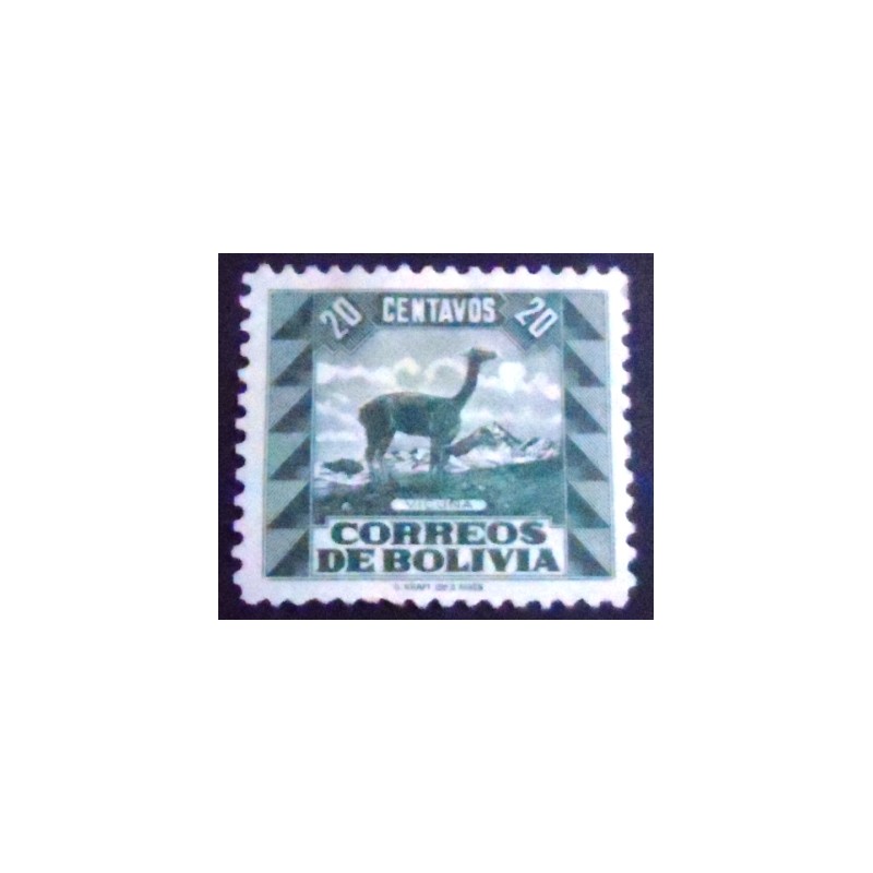 Selo postal da Bolívia de 1939 Vicugna