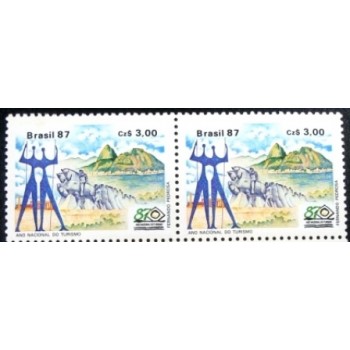 Imagem do par de selos postais do Brasil de 1987 - Monumentos