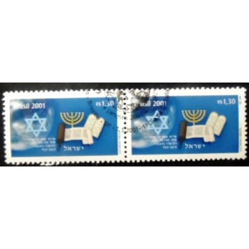 Imagem do par de selos postais do Brasil de 2001 Novo Milênio Judaico
