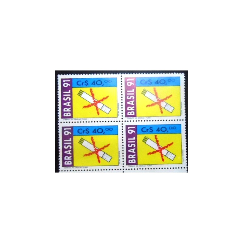 Imagem da quadra de selos postais do Brasil de 1991 Fumo M