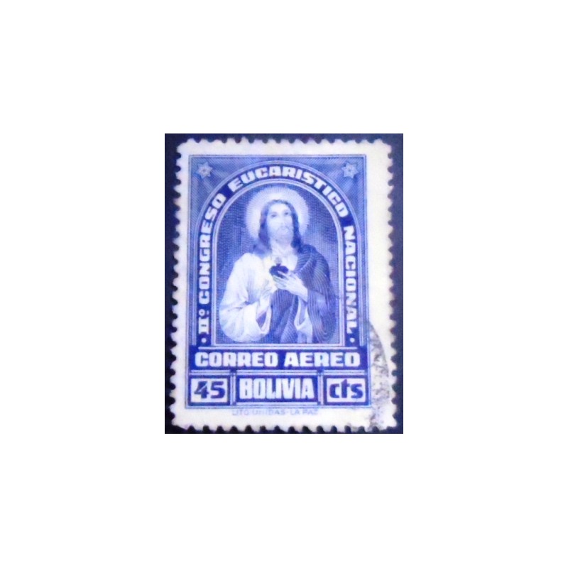 Selo postal da Bolívia de 1939 Jesus Christ