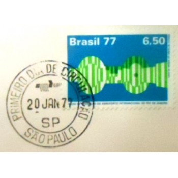 FDC Oficial do Brasil de 1977 Aeroporto Rio de Janeiro detalhe 7724